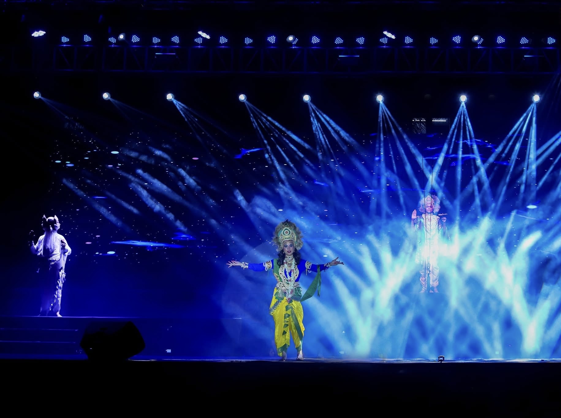 Blue theatrical lighting